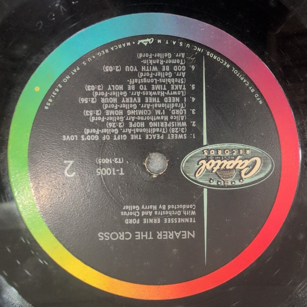 Tennessee Ernie Ford Nearer the Cross Vinyl LP Capitol T-1005‎ Gospel Hymns 1958 - Picture 4 of 6